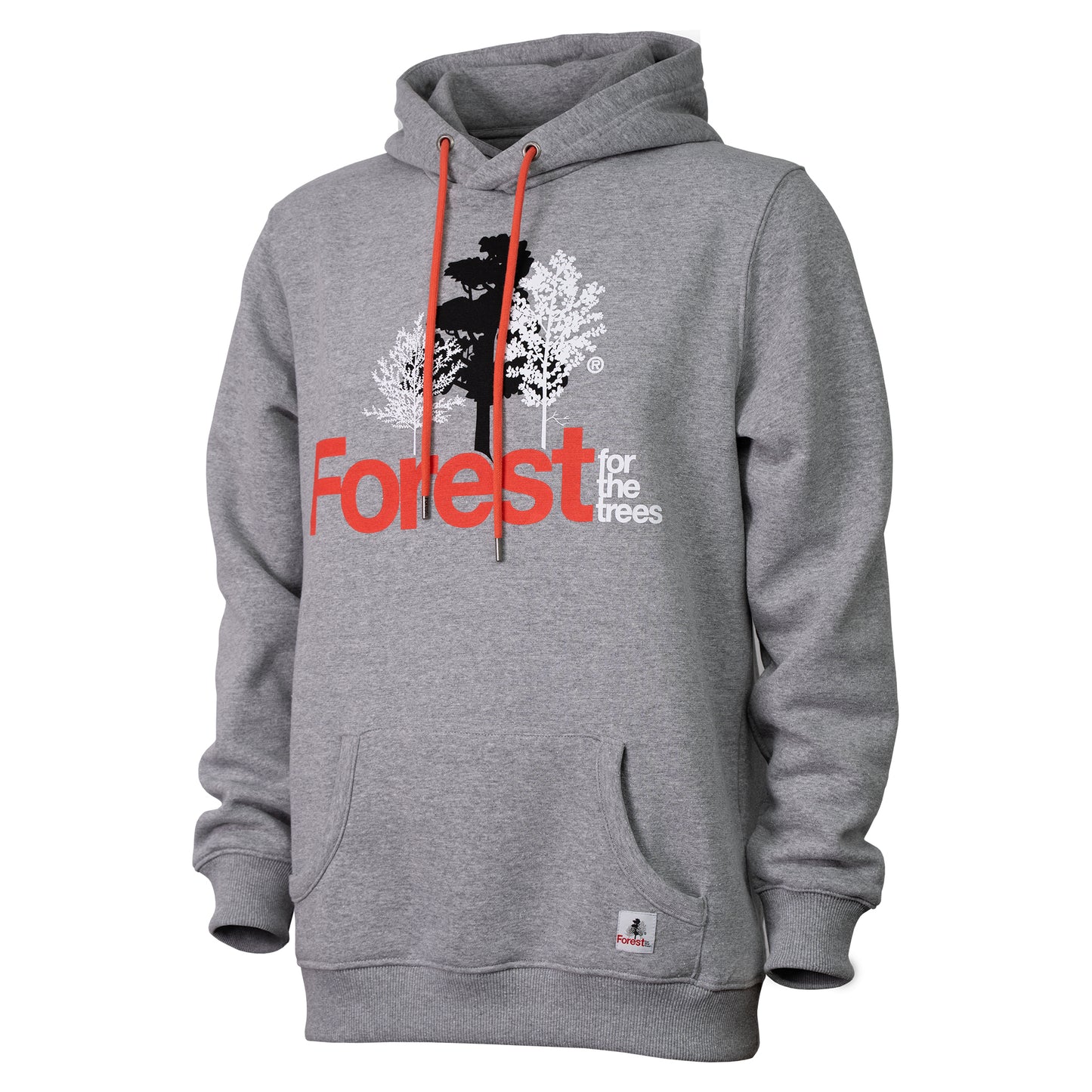 Hoodie Forest for the trees Ash Grey Red Recycled Cotton