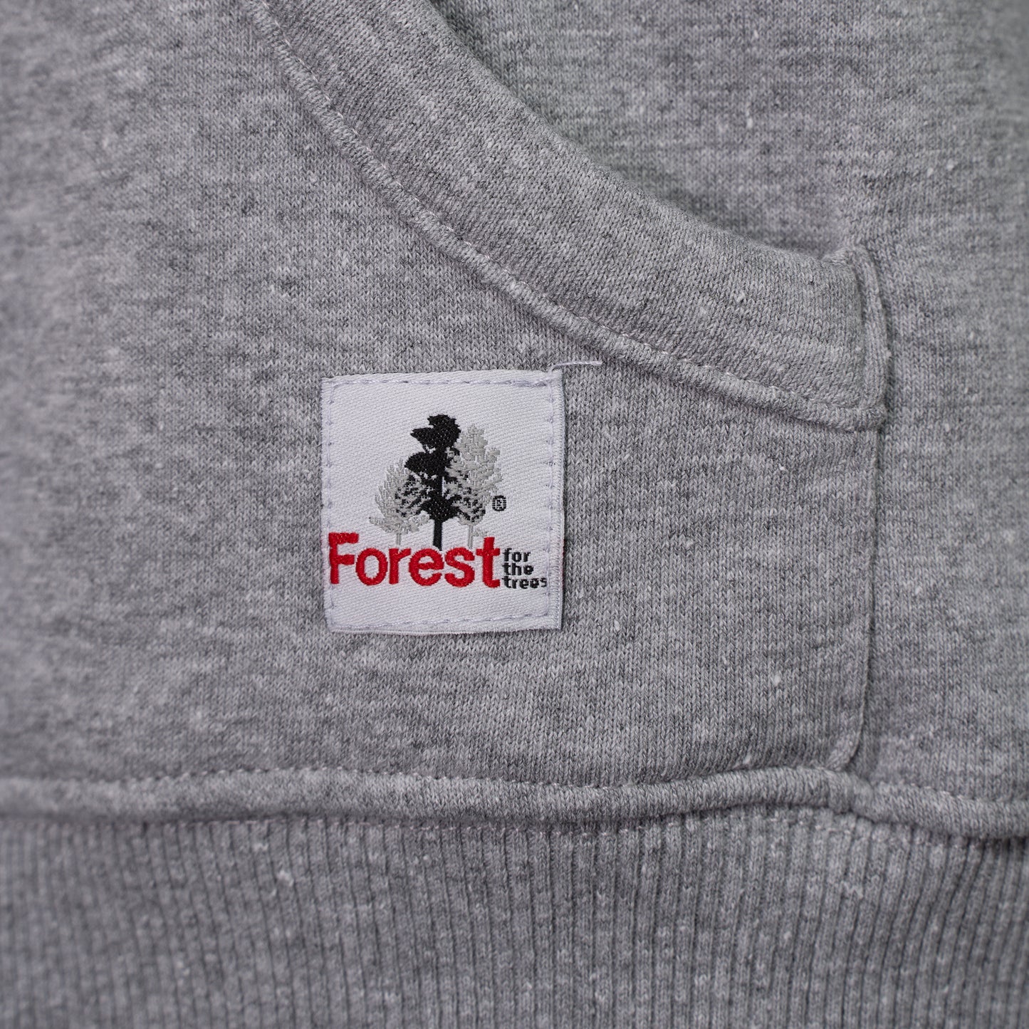 Hoodie Forest for the trees Ash Grey Red Recycled Cotton