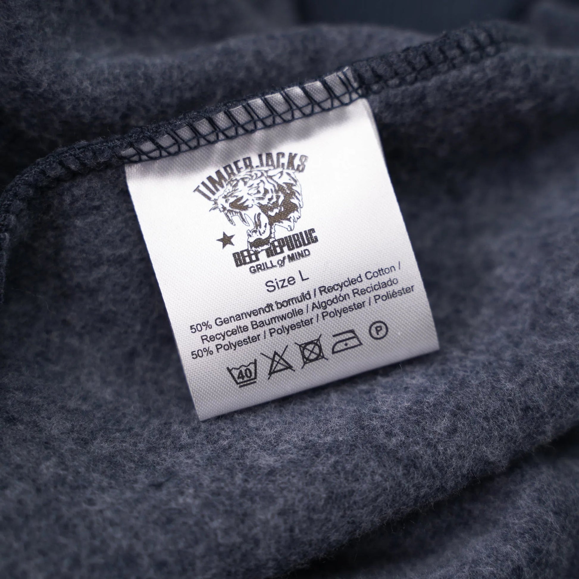 Hoodie Tiger Indigo Recycled Cotton - timberjacks.store