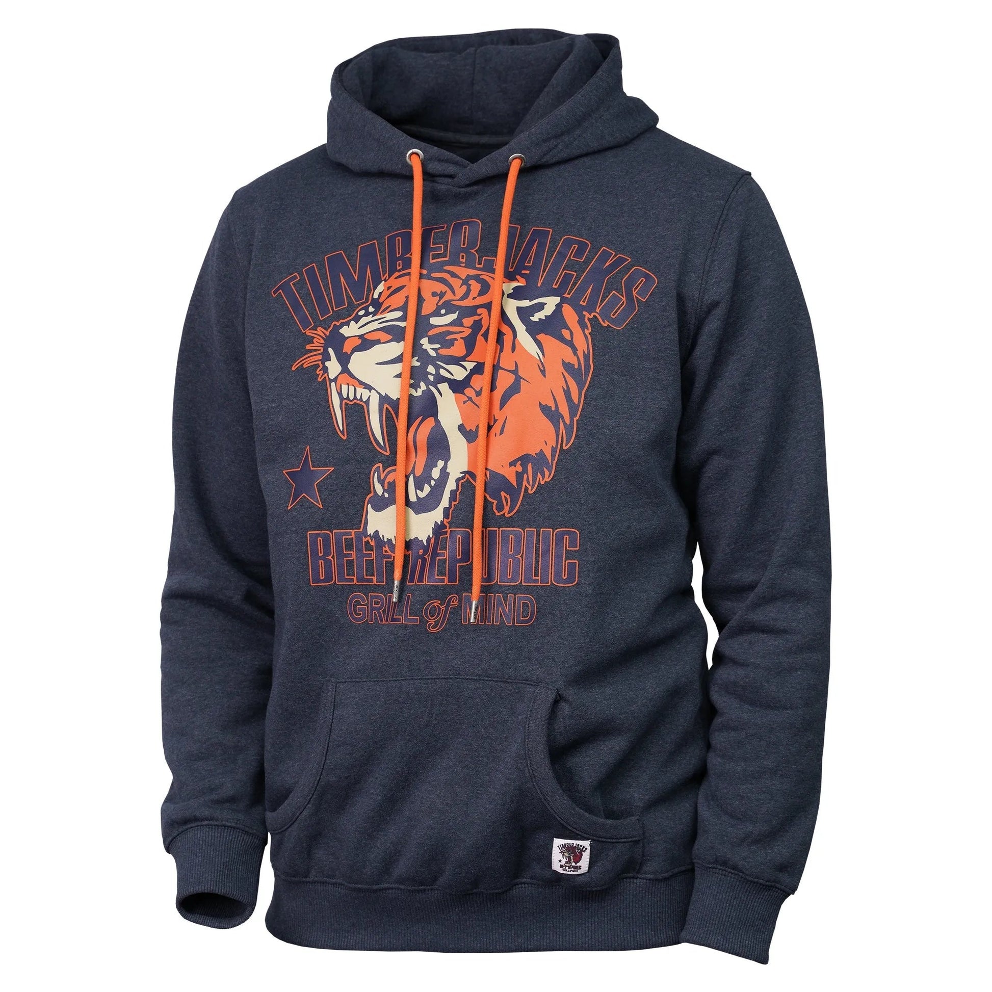 Hoodie Tiger Indigo Recycled Cotton - timberjacks.store
