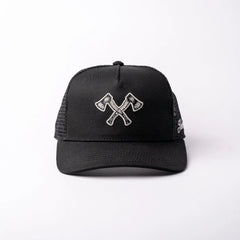 Basecap Crossed Axes Trucker Cap Black Grey - timberjacks.store