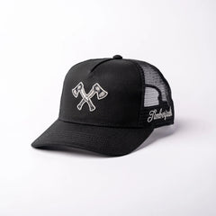 Basecap Crossed Axes Trucker Cap Black Grey - timberjacks.store