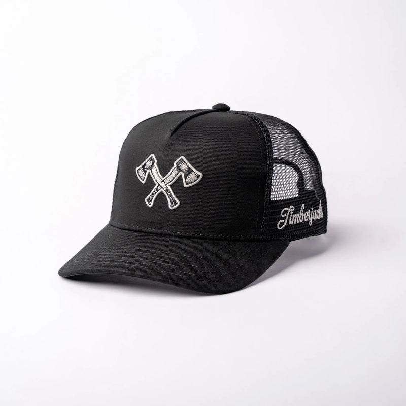 Basecap Crossed Axes Trucker Cap Black Grey - timberjacks.store