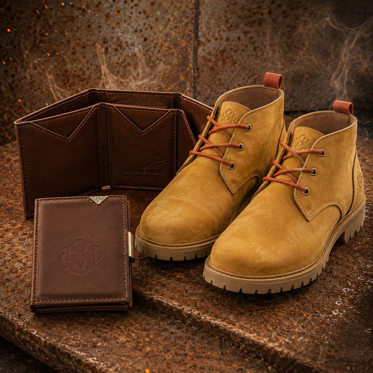 HICKORY SMOKE Leather Bundle: Boots & Wallet - timberjacks.store