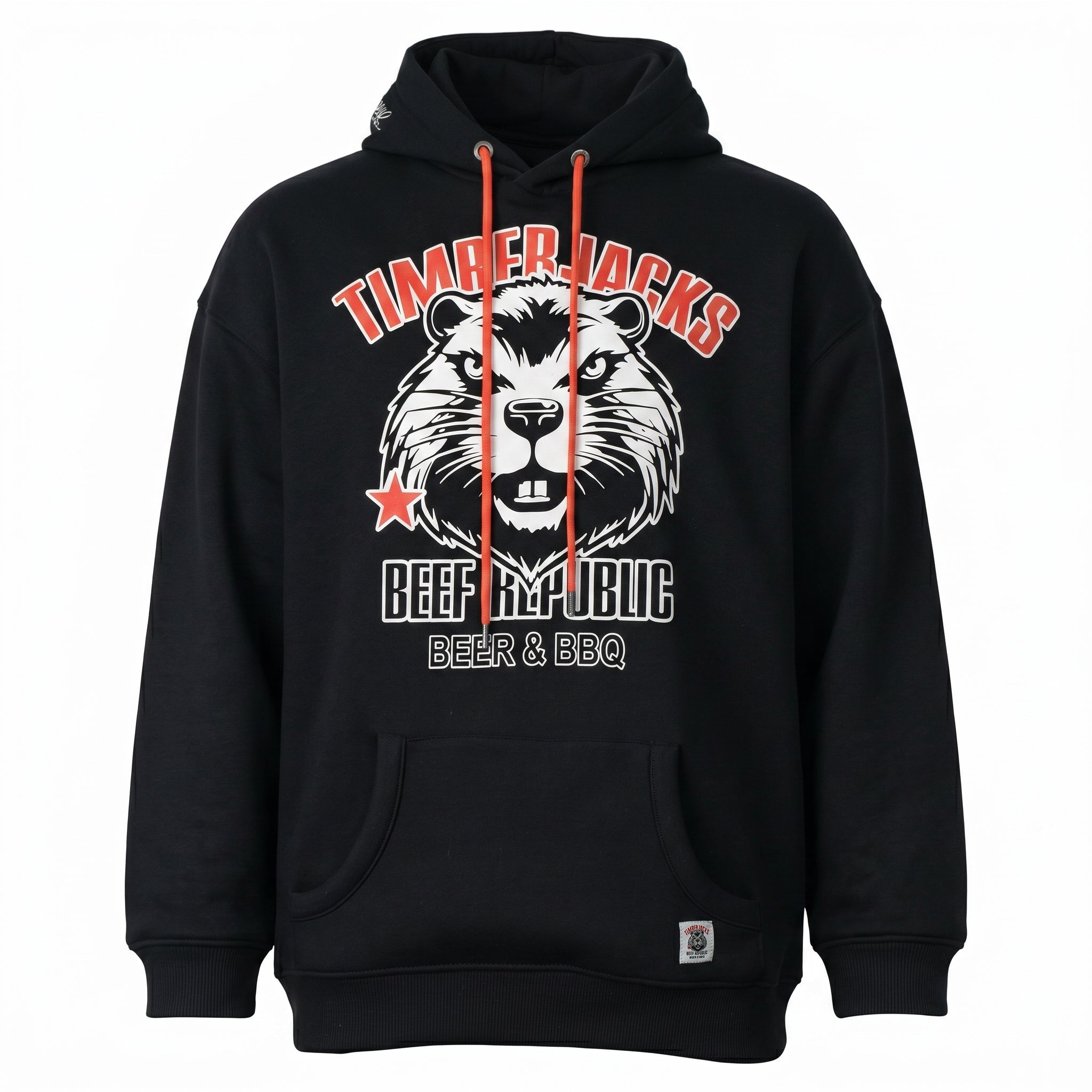 Hoodie Beaver Nero Recycled Cotton - timberjacks.store