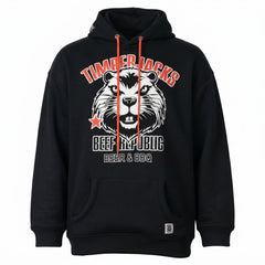 Hoodie Beaver Nero Recycled Cotton - timberjacks.store