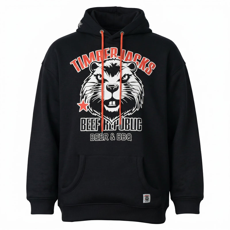 Hoodie Beaver Nero Recycled Cotton - timberjacks.store