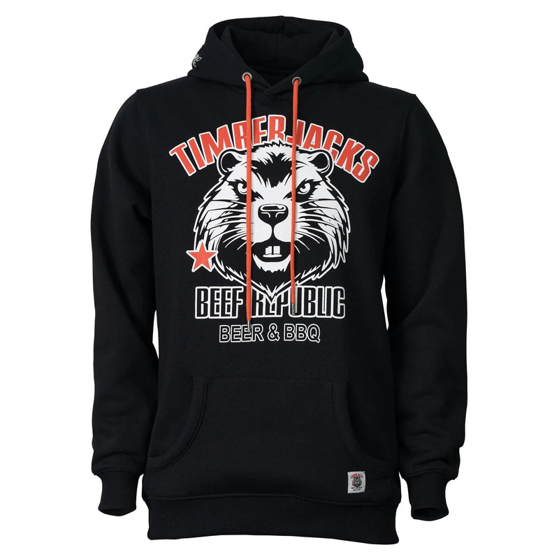 Hoodie Beaver Nero Recycled Cotton - timberjacks.store