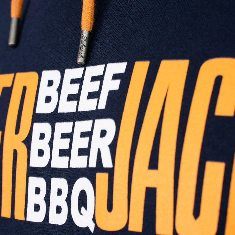 Hoodie Beef Beer BBQ Dark Navy Recycled Cotton - timberjacks.store