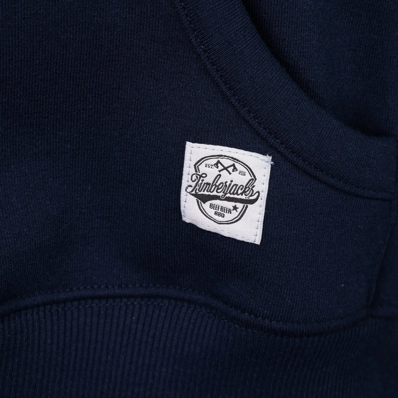 Hoodie Beef Beer BBQ Dark Navy Recycled Cotton - timberjacks.store