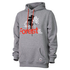 Hoodie Forest for the trees Ash Grey Red Recycled Cotton - timberjacks.store
