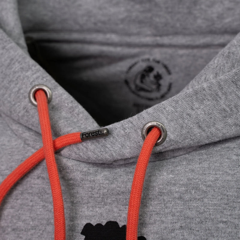 Hoodie Forest for the trees Ash Grey Red Recycled Cotton - timberjacks.store