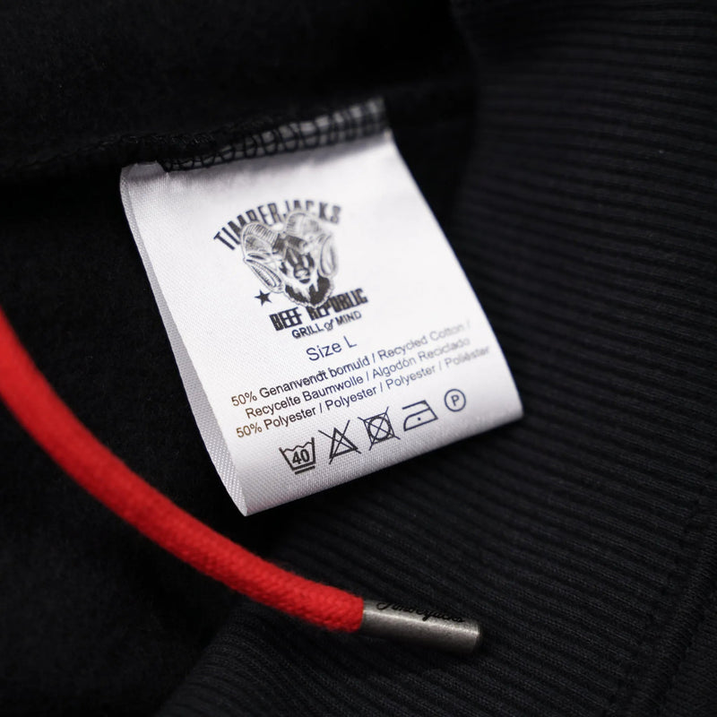 Hoodie Ibex Nero Recycled Cotton - timberjacks.store