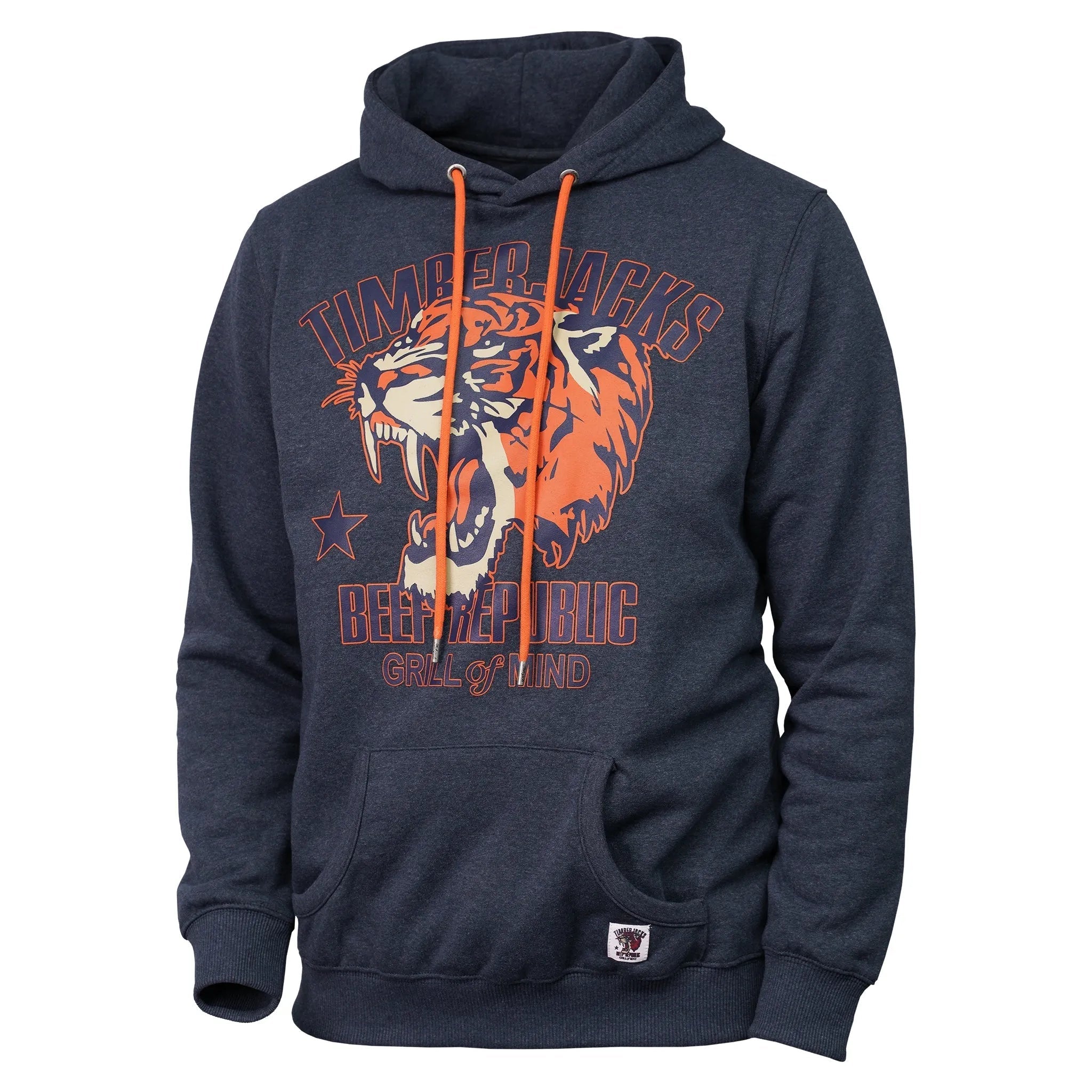 Hoodie Tiger Indigo Recycled Cotton - timberjacks.store