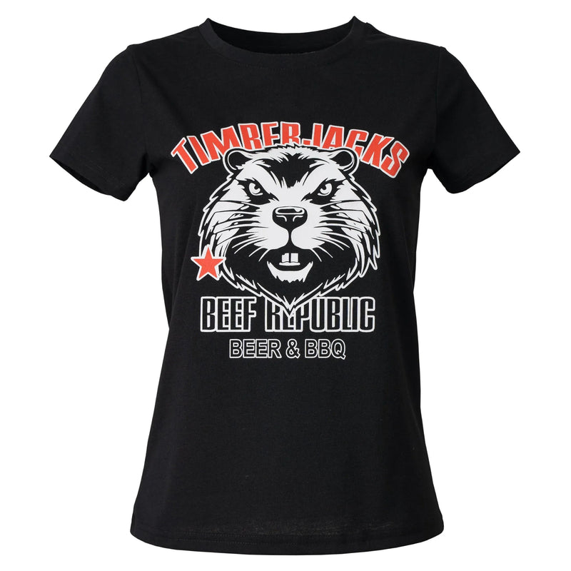 T-Shirt Beaver Women Nero Recycled Cotton - timberjacks.store
