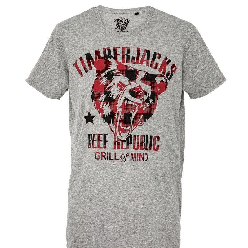 T-Shirt Grizzly Men Grey Check - timberjacks.store