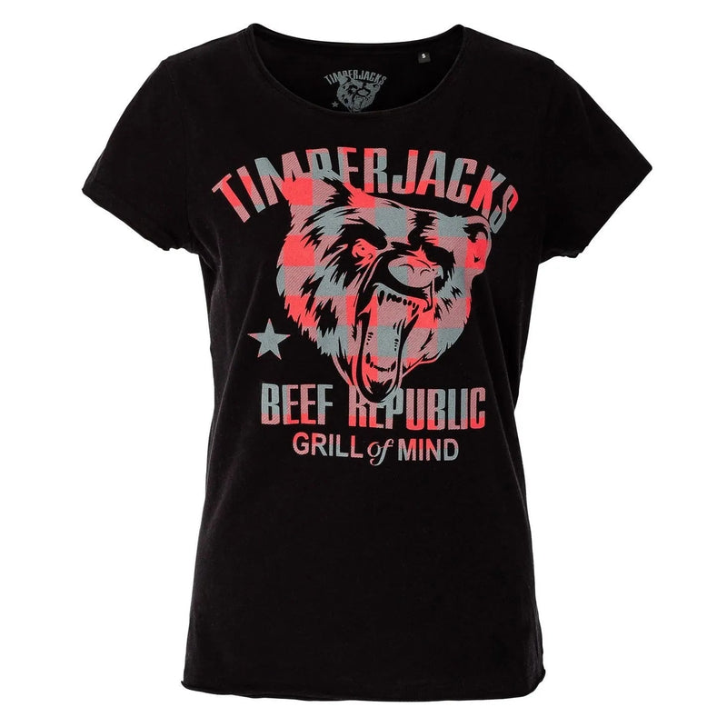 T-Shirt Grizzly Women Black Check - timberjacks.store