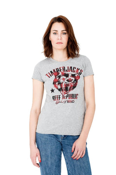 T-Shirt Grizzly Women Grey Check - timberjacks.store