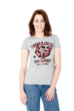 T-Shirt Grizzly Women Grey Check - timberjacks.store