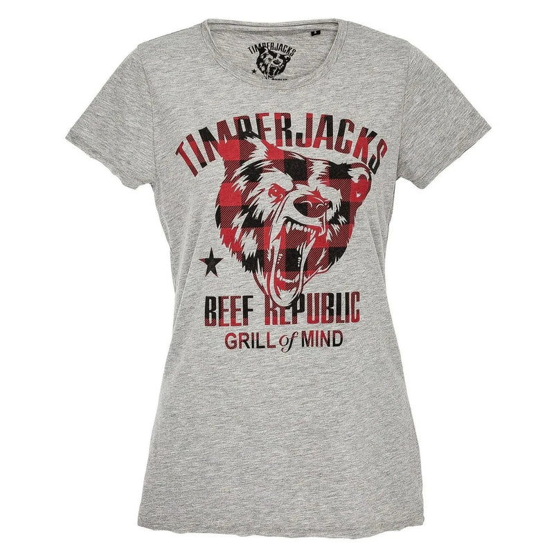 T-Shirt Grizzly Women Grey Check - timberjacks.store