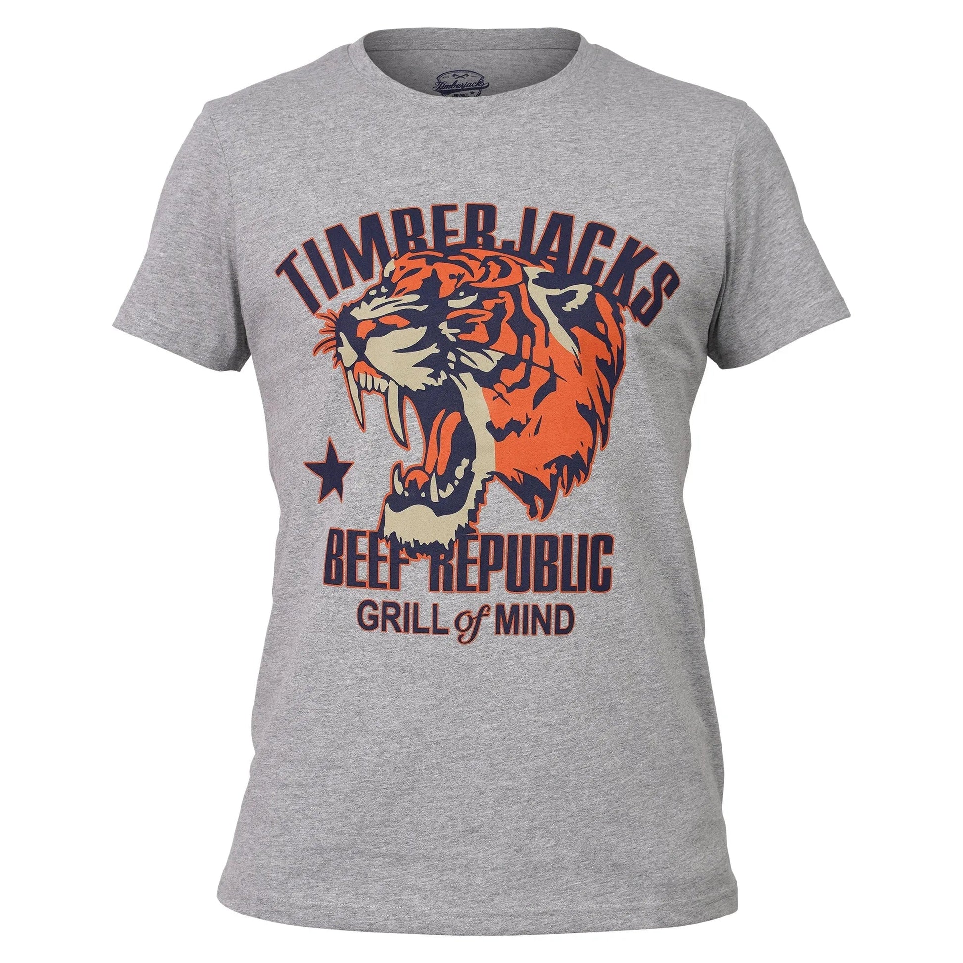 T-Shirt Tiger Men Ash Grey Recycled Cotton - timberjacks.store