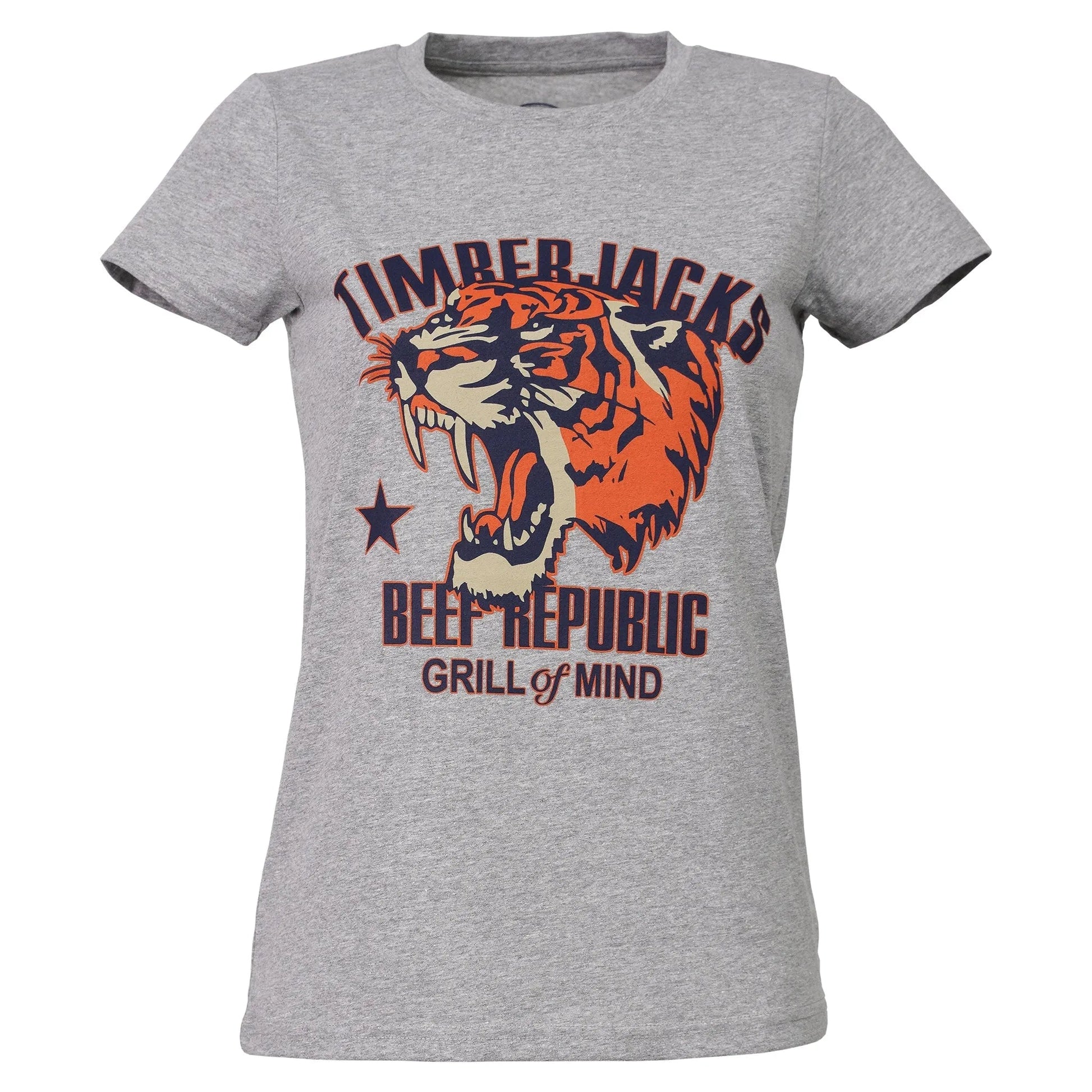 T-Shirt Tiger Women Ash Grey Recycled Cotton - timberjacks.store