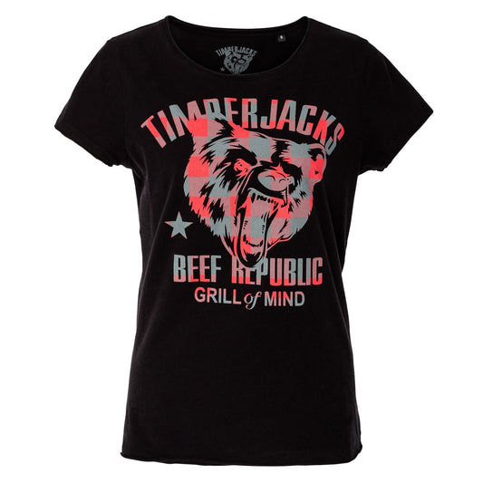 T-Shirt Grizzly Women Black Check