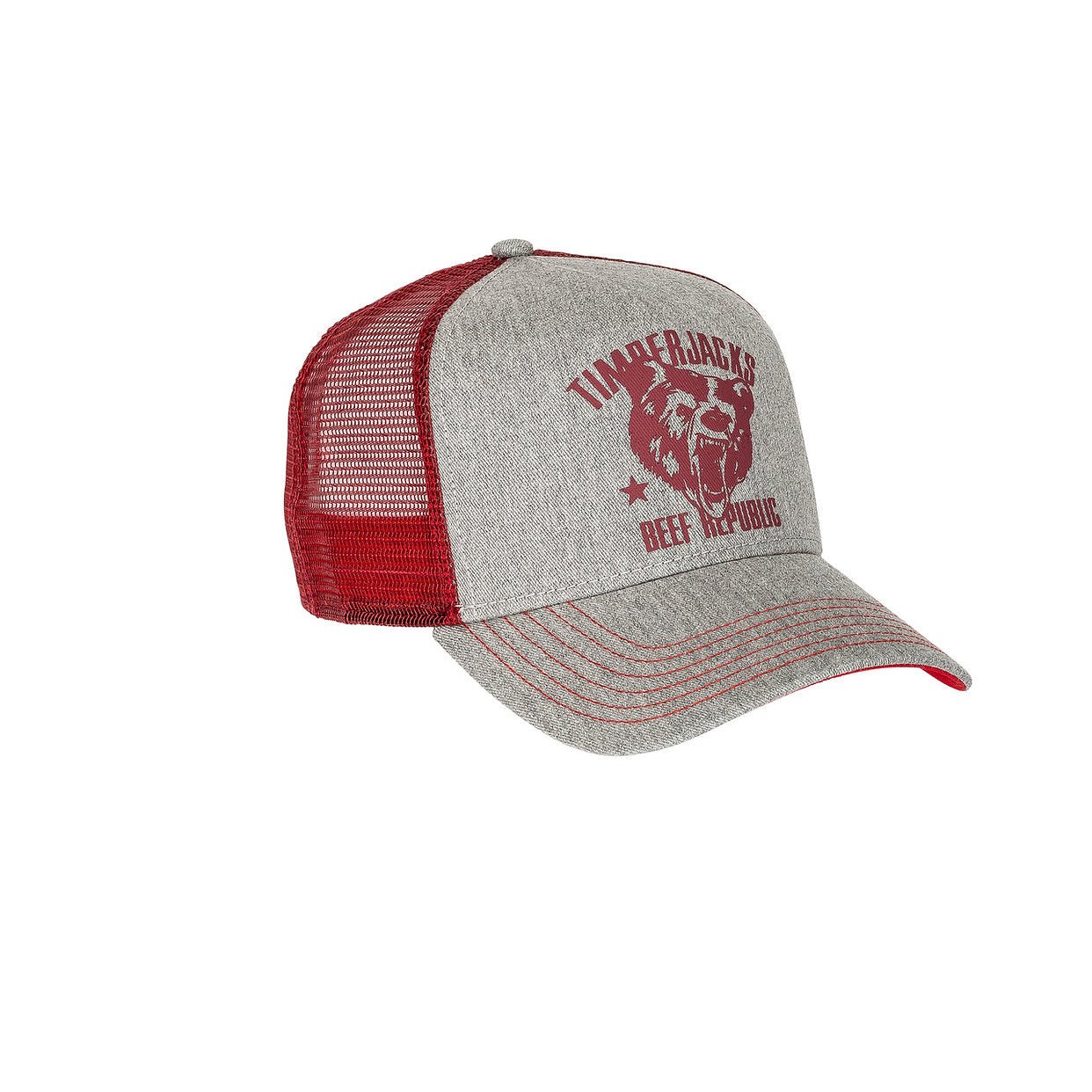 Basecap Grizzly Trucker Cap Grey/Red - timberjacks.store