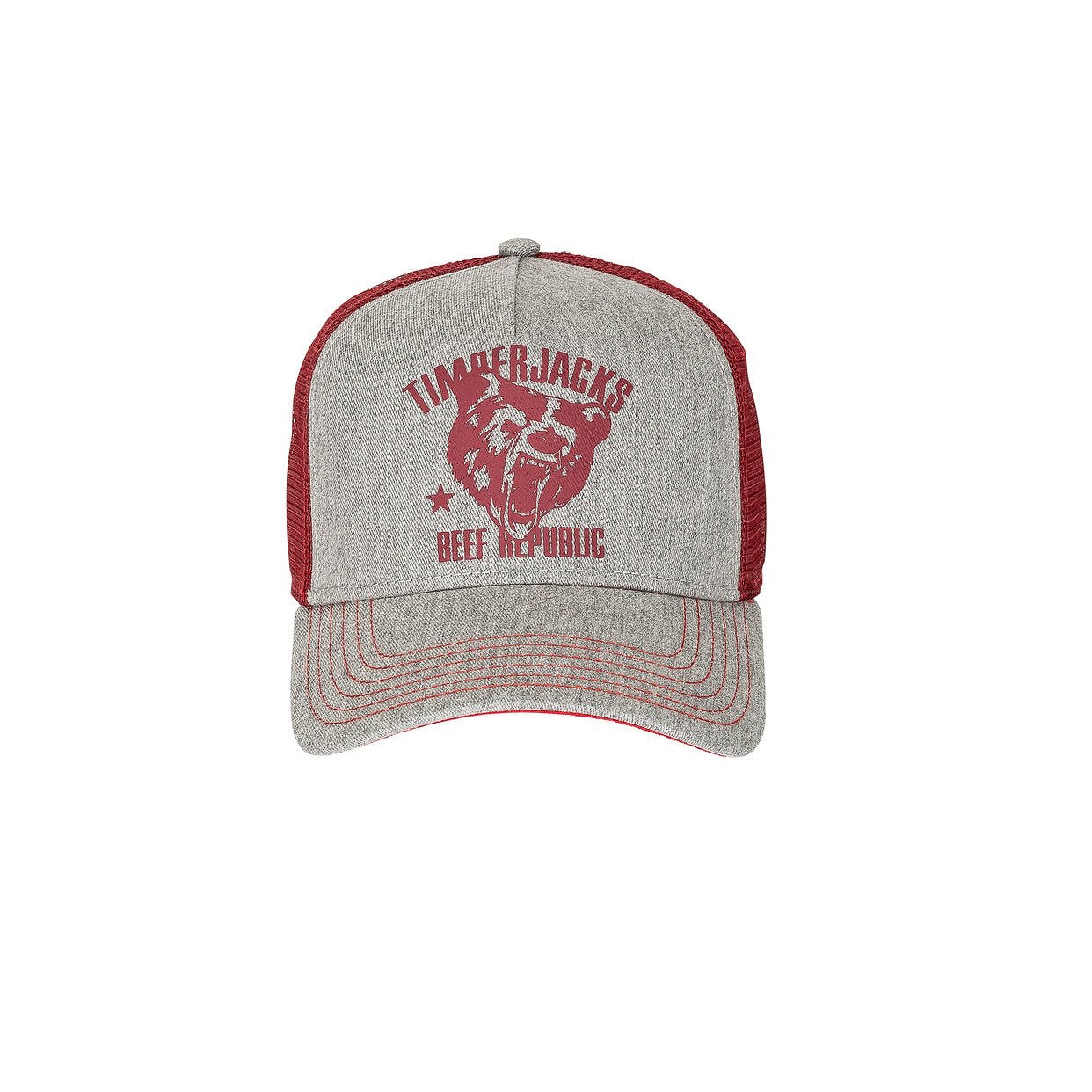 Basecap Grizzly Trucker Cap Grey/Red - timberjacks.store